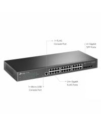 SWITCH GERENCIÁVEL L2+ C/ 24 PORTAS GIGABIT E 4 SLOTS SFP JETSTREAM TL-SG3428 SMB