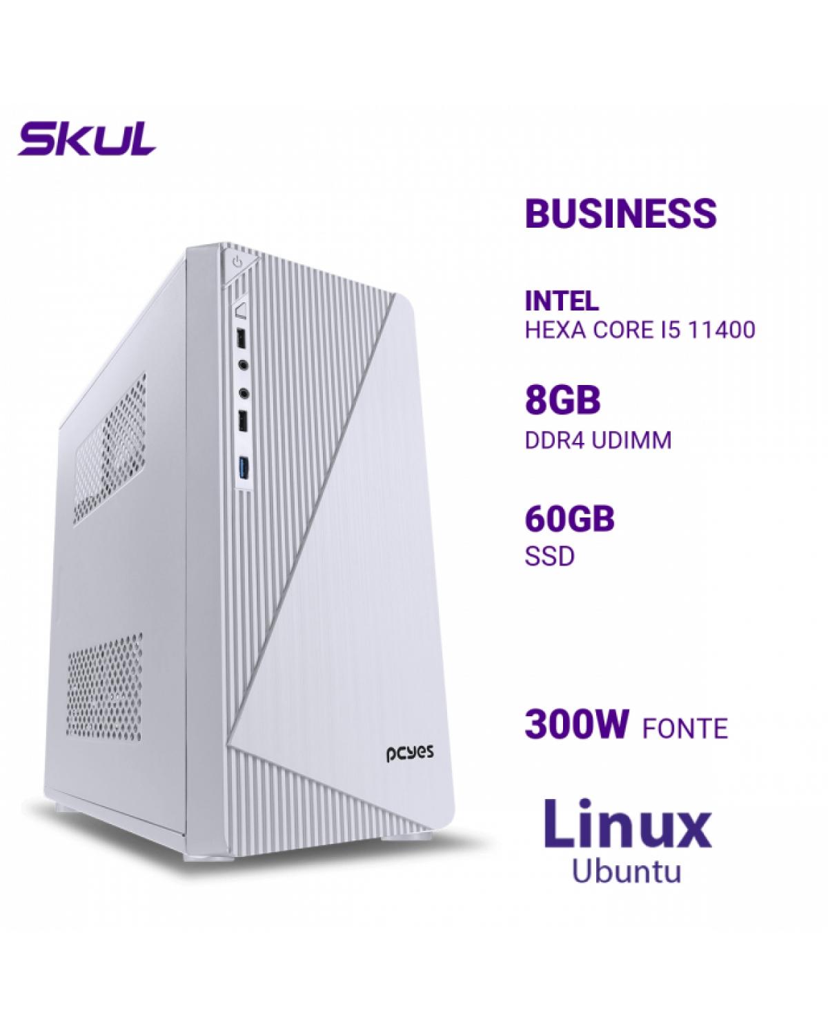 COMPUTADOR BUSINESS B500 HEXA CORE I5 11400 MEM 8GB DDR4 SSD 60GB FONTE 300W LINUX