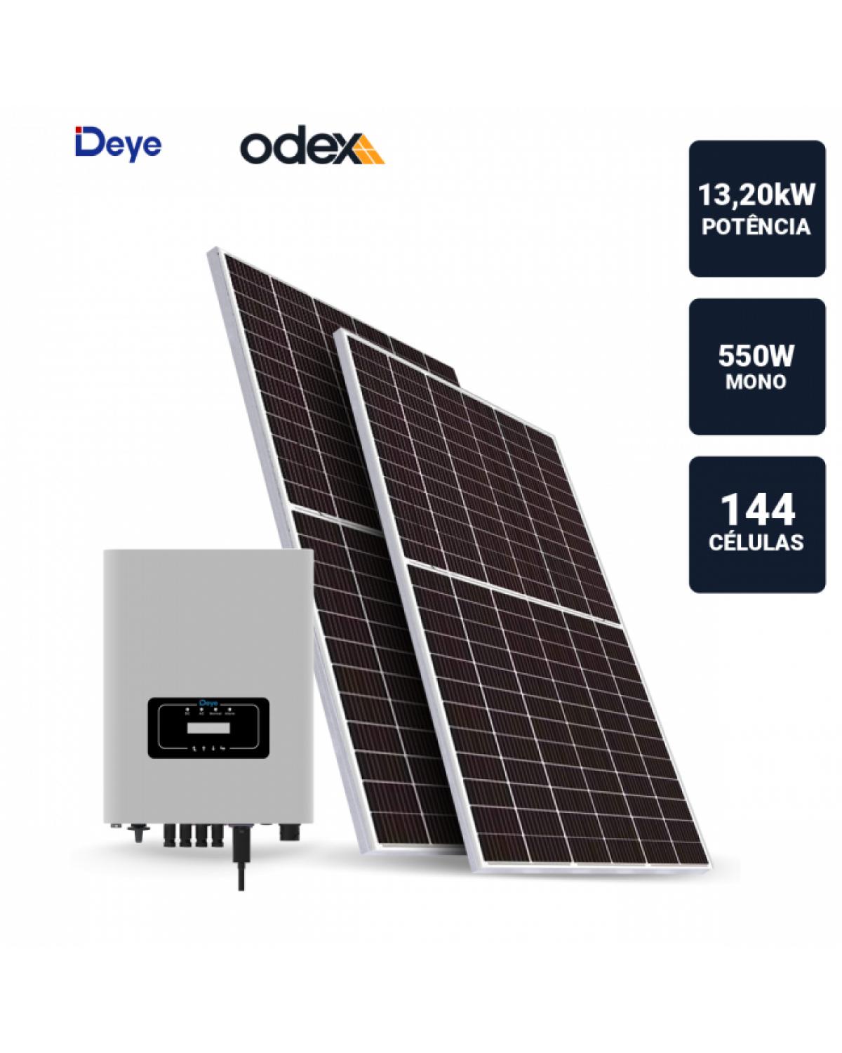 GERADOR SOLAR 13,2KWP INVERSOR DEYE 15KWP 24 PAINEIS 550W ODEX SB TELHA CERAMICA/COLONIAL