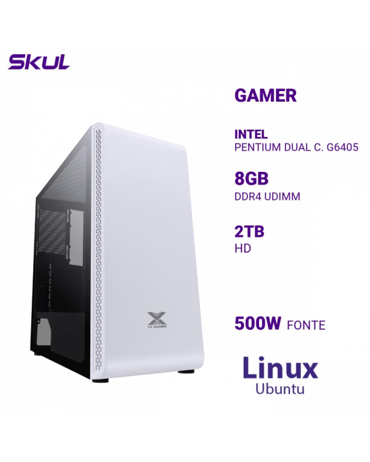 COMPUTADOR GAMER 1000 PENTIUM DUAL C. G6405 MEM 8GB DDR4 HD 2TB FONTE 500W LINUX