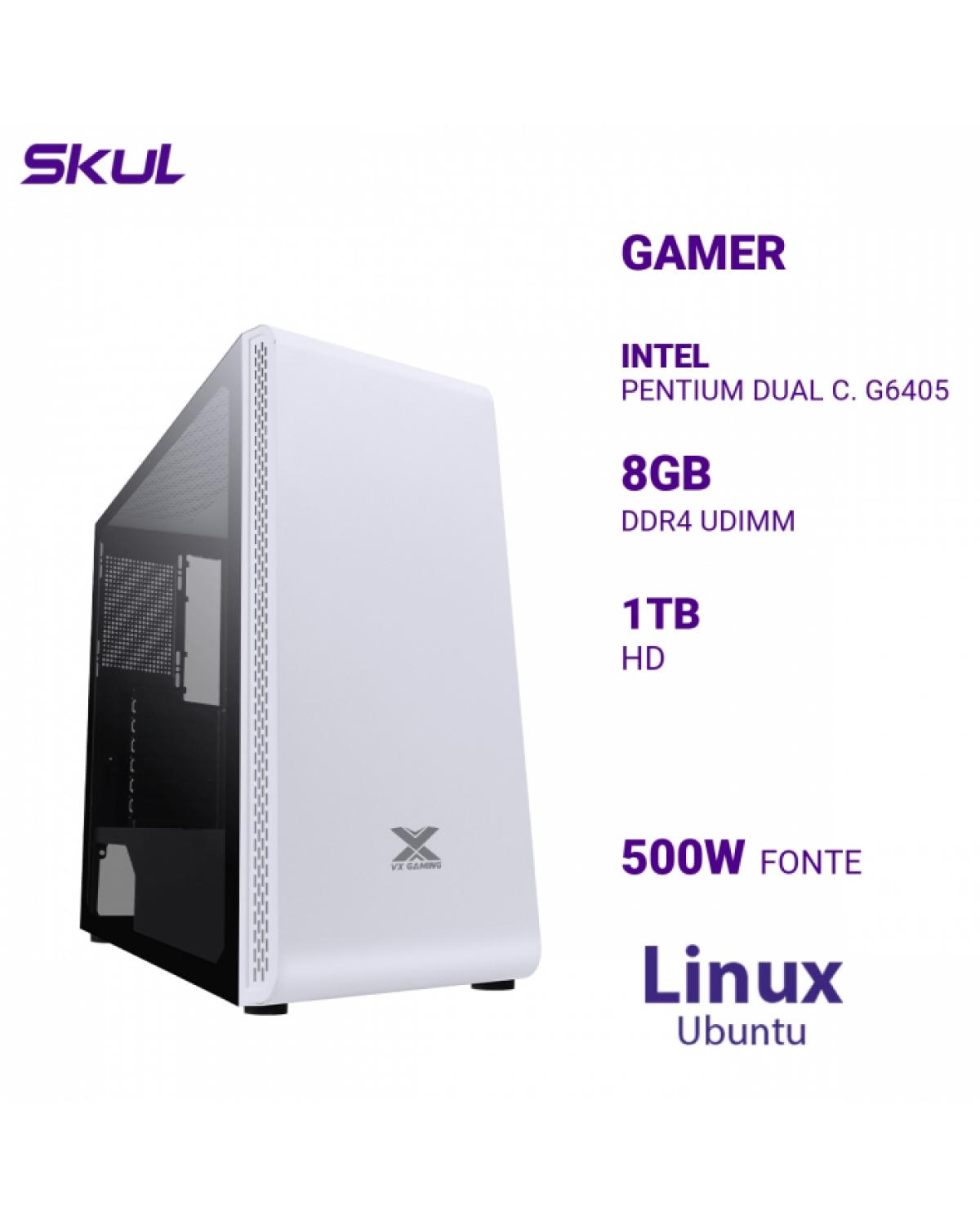 COMPUTADOR GAMER 1000 PENTIUM DUAL C. G6405 MEM 8GB DDR4 HD 1TB FONTE 500W LINUX