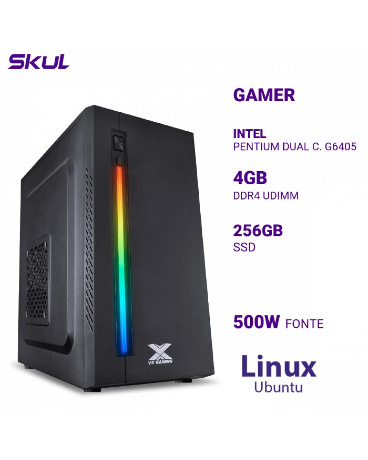 COMPUTADOR GAMER 1000 PENTIUM DUAL C. G6405 MEM 4GB DDR4 SSD 256GB FONTE 500W LINUX