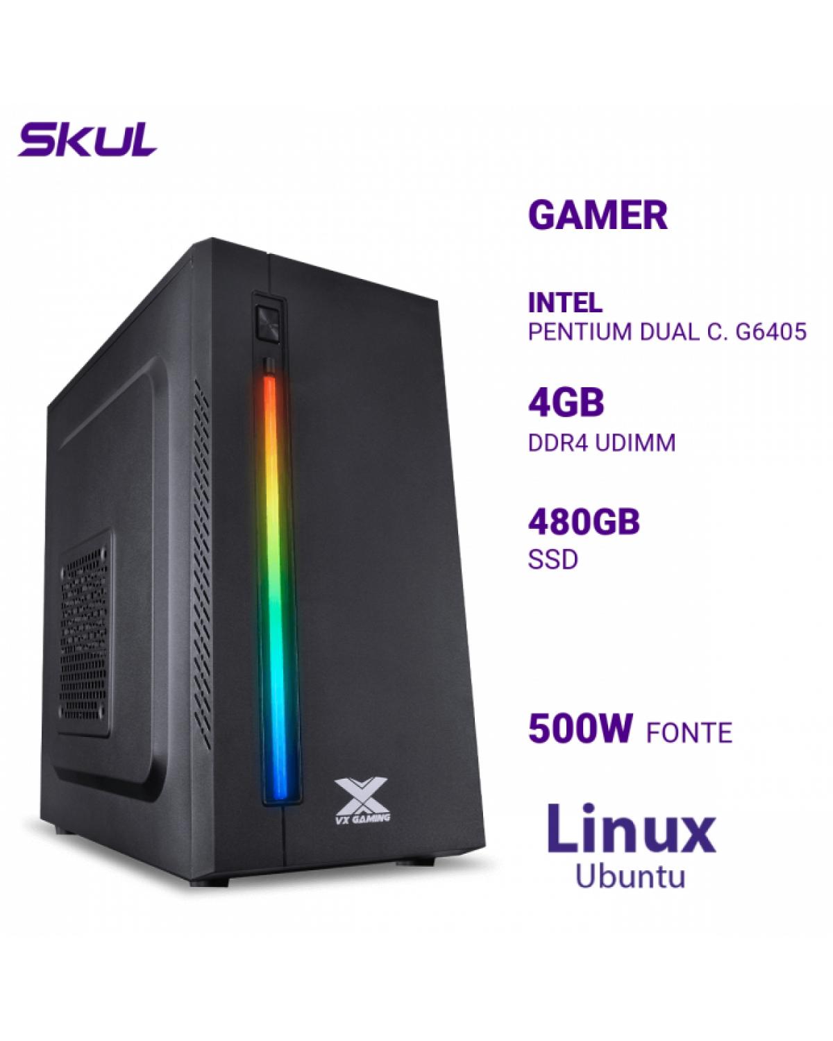 COMPUTADOR GAMER 1000 PENTIUM DUAL C. G6405 MEM 4GB DDR4 SSD 480GB FONTE 500W LINUX