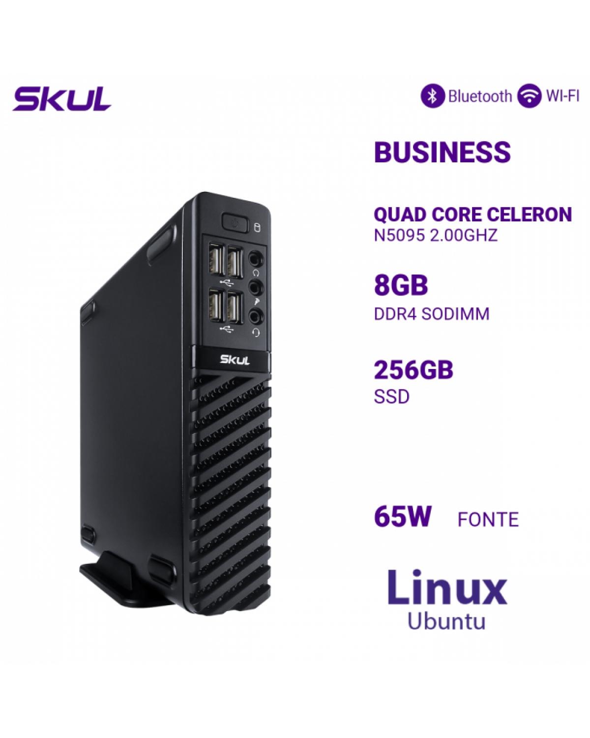 MINI COMPUTADOR BUSINESS B100 QUAD CORE CELERON N5095 2.00GHZ MEM 8GB DDR4 SSD 256GB WI-FI + BT FONTE 65W EXTERNA LINUX