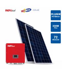 GERADOR SOLAR 39,6KWP INVERSOR REFUSOL 33KWP 120 PAINEIS 330W ODEX SEM ESTRUTURA