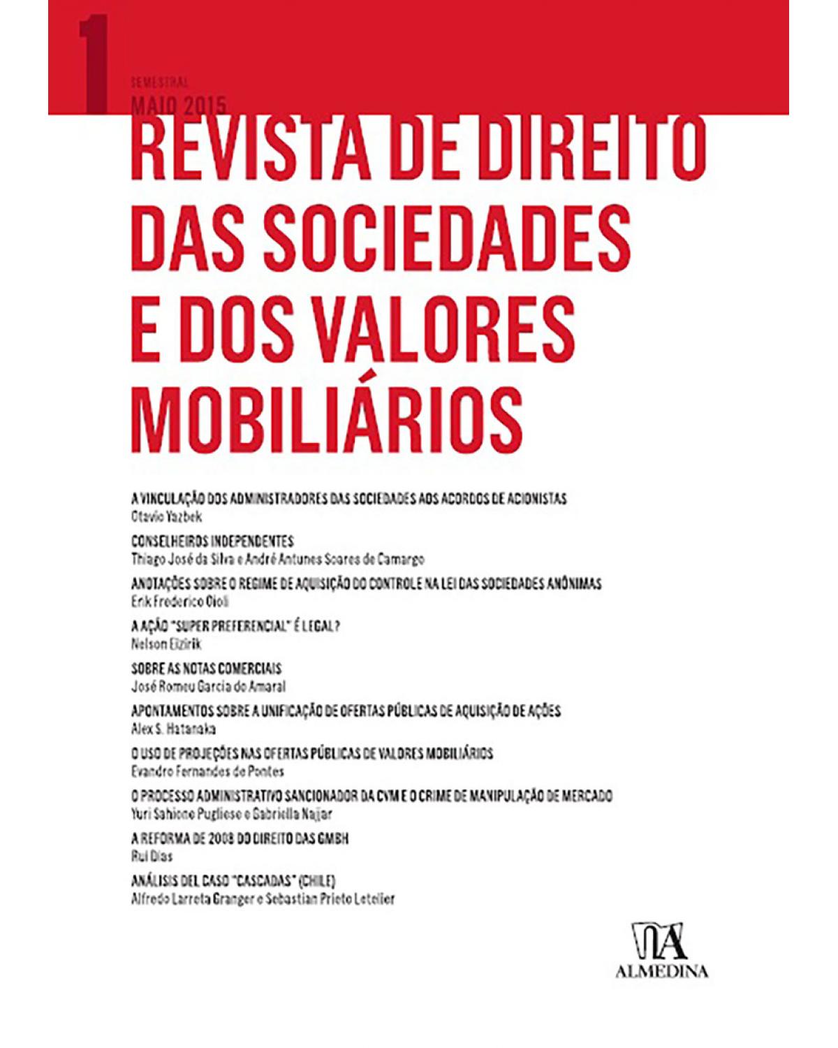 Revista de Direito das Sociedades e dos Valores Mobiliários - Nª 1 - 1ª Edição | 2015