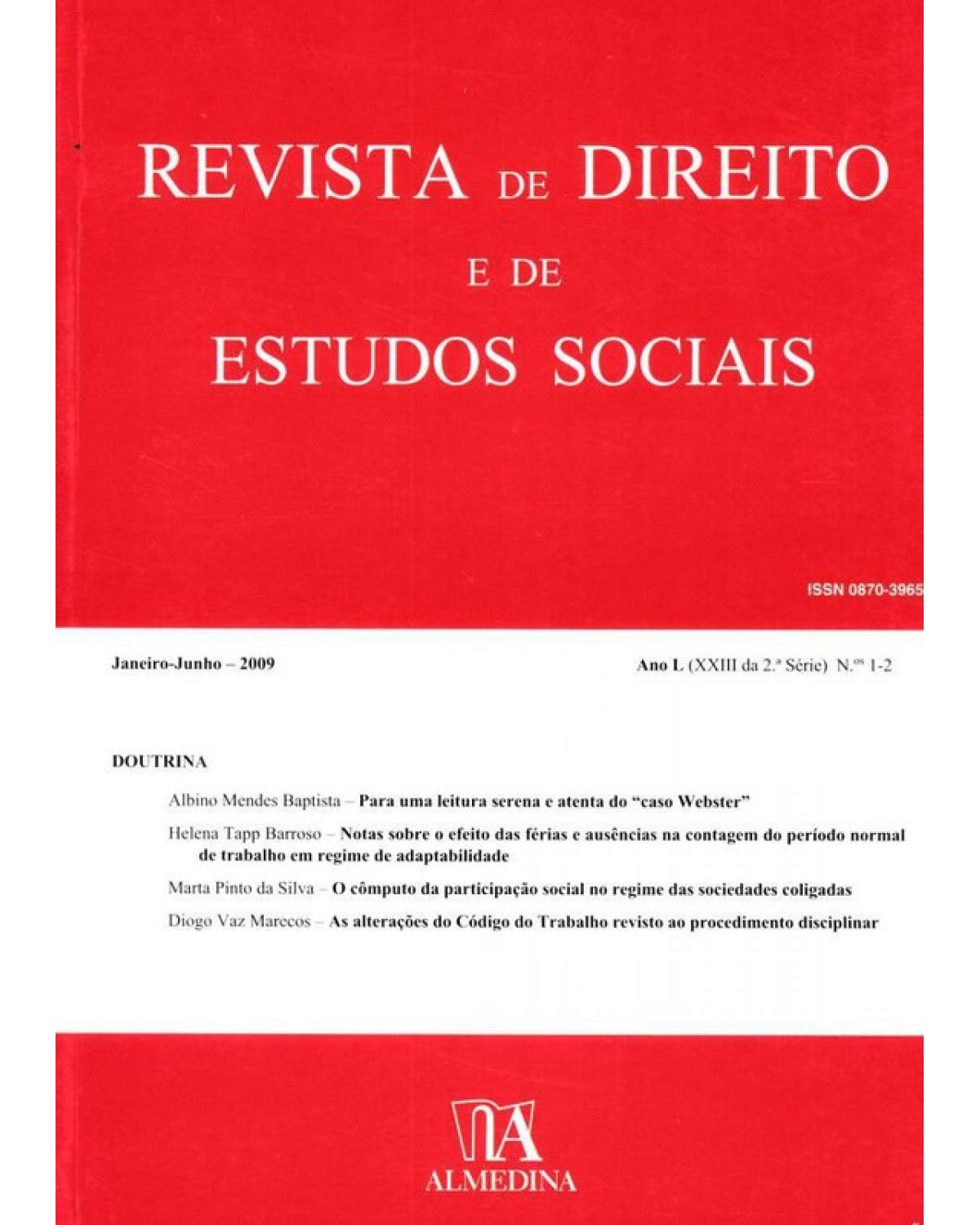 Revista de direito e de estudos sociais ano L (XXIII da 2ª série) - N.ºs 1-2