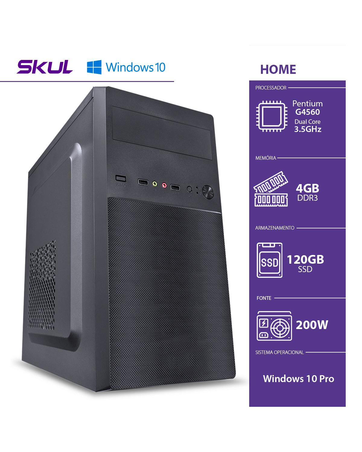 COMPUTADOR HOME H200 - PENTIUM DUAL CORE G4560 3.5GHZ 4GB DDR3 SSD 120GB HDMI/VGA FONTE 200W WINDOWS 10 PRO