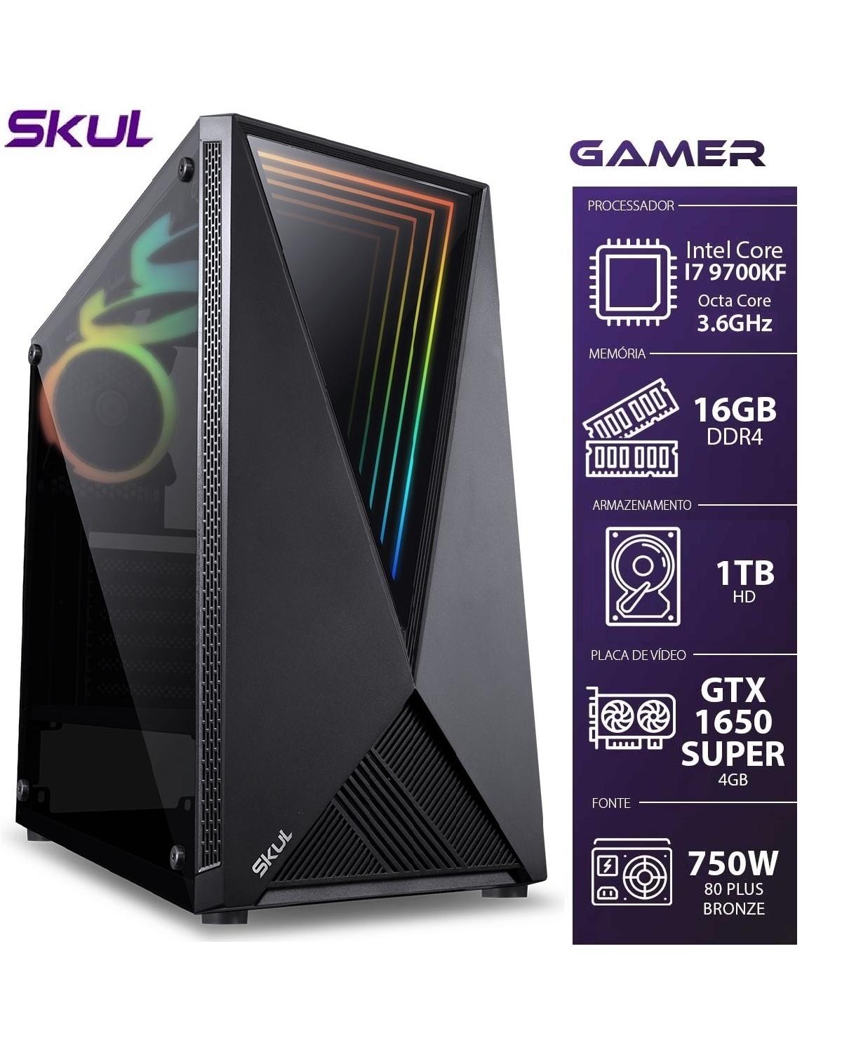 COMPUTADOR GAMER 7000 - I7 9700KF 3.6GHZ 9ª GER. MEM. 16GB DDR4 HD 1TB GTX1650 SUPER 4GB FONTE 750W