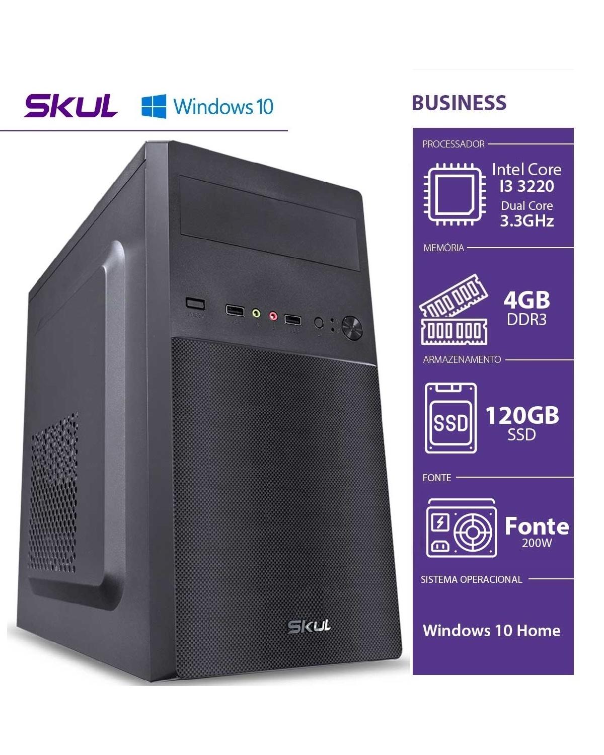 COMPUTADOR BUSINESS B300 - I3 3220 3.3GHZ MEM 4GB DDR3 SSD 120GB HDMI/VGA FONTE 200W WINDOWS 10 HOME