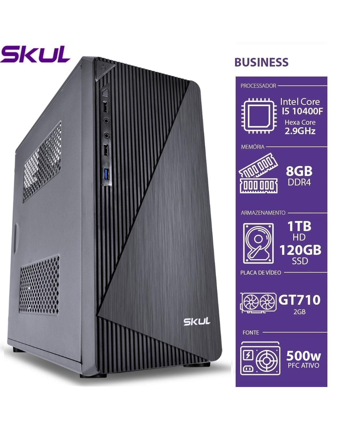 COMPUTADOR BUSINESS B500 - I5 10400F 2.9GHZ 10ª GER MEM 8GB DDR4 SSD 120GB HD 1TB GT710 2GB HDMI/VGA FONTE 500W