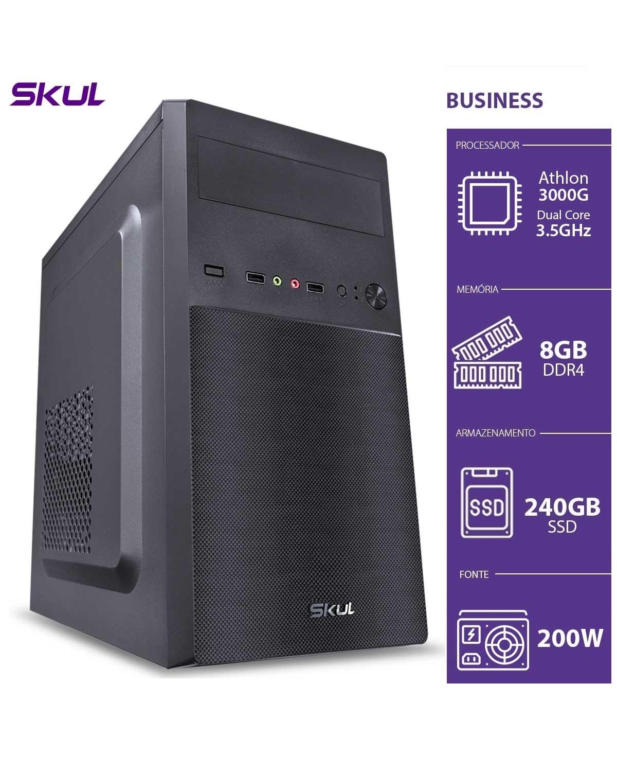 COMPUTADOR HOME H200 - ATHLON 3000G 3.5GHZ MEM 8GB DDR4 SSD 240GB HDMI/VGA FONTE 300W - SEM PPB