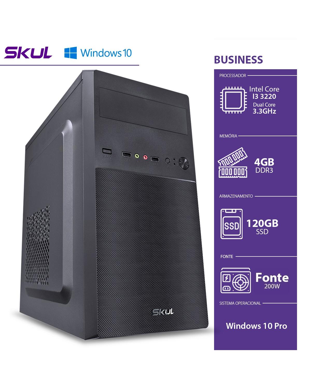 COMPUTADOR BUSINESS B300 - I3 3220 3.3GHZ 3ªGER MEM 4GB DDR3 SSD 120GB HDMI/VGA FONTE 200W WINDOWS 10 PRO