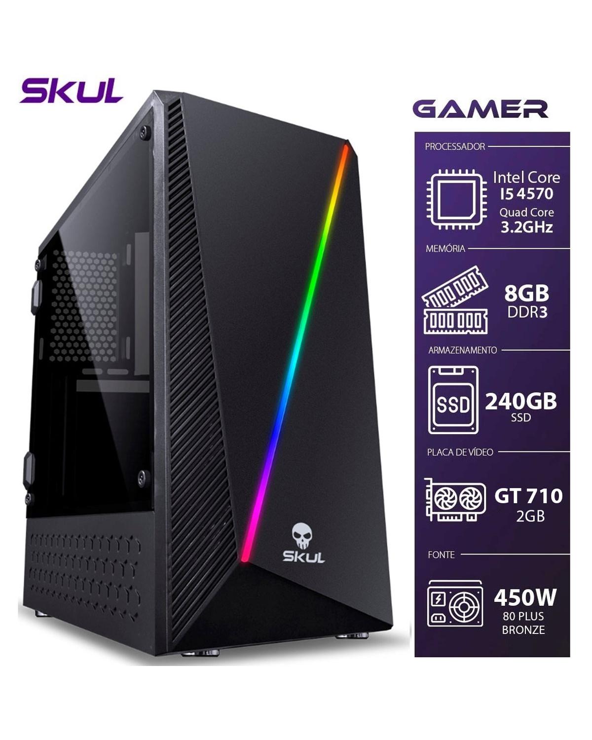 COMPUTADOR GAMER 5000 - I5 4570 3.2GHZ 4ª GER MEM 8GB DDR3 SSD 240GB GT710 2GB  FONTE CORSAIR 450W