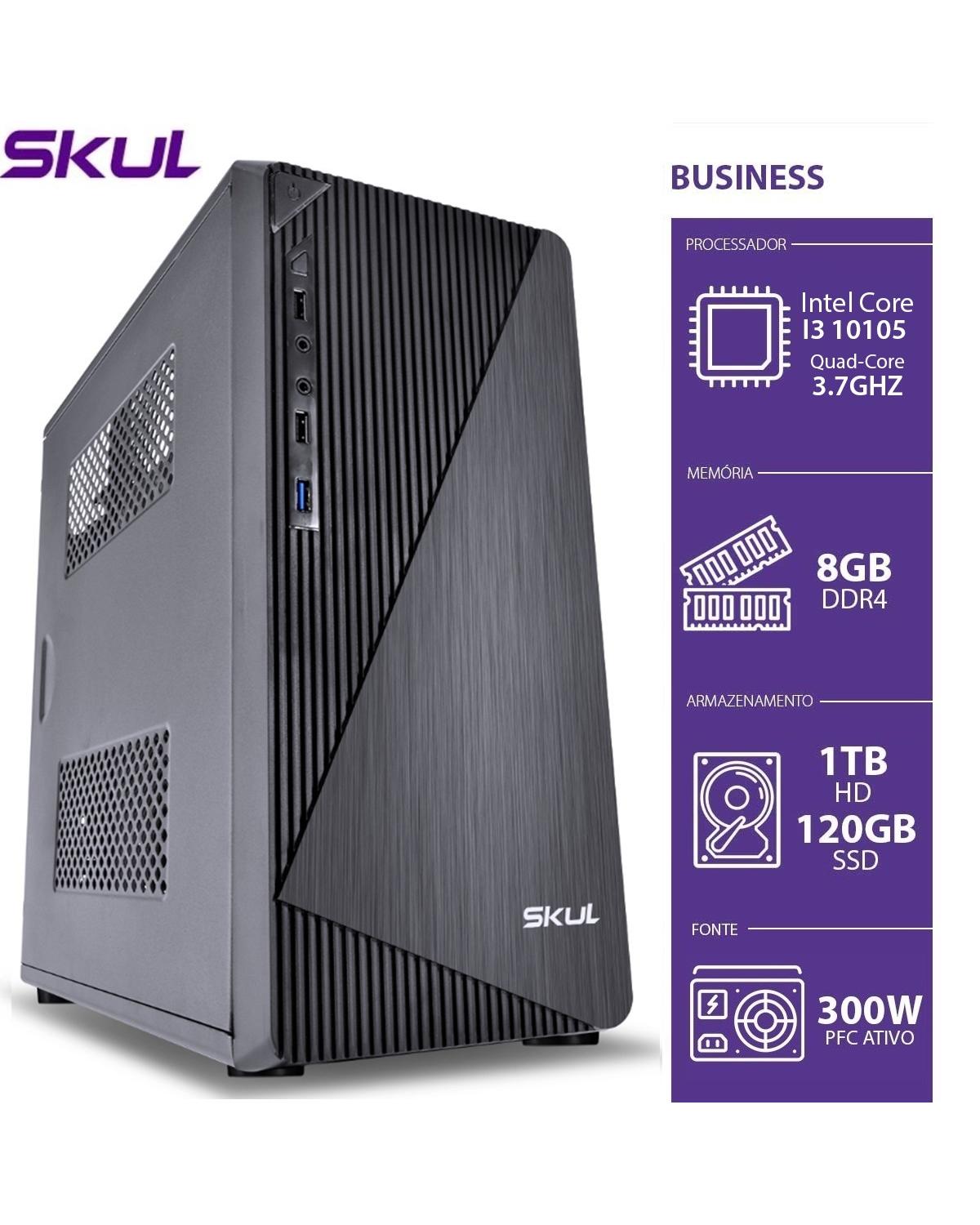 COMPUTADOR BUSINESS B300 - I3 10105 3.7GHZ 10ªGER MEM 8GB DDR4 SSD 120GB HD 1TB HDMI/VGA FONTE 300W PFC ATIVO