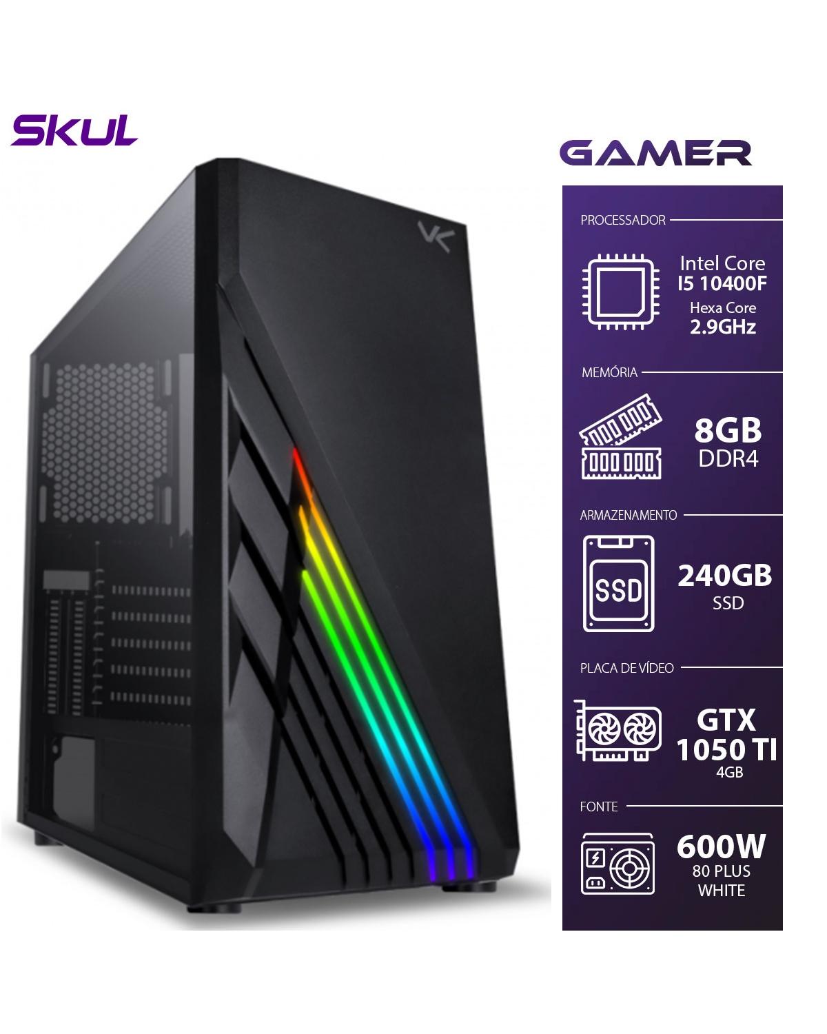 COMPUTADOR GAMER 5000 - I5 10400F 2.9GHZ 10ª GER. MEM. 8GB DDR4 SSD 240GB GTX1050TI 4GB FONTE 600W 80 PLUS WHITE