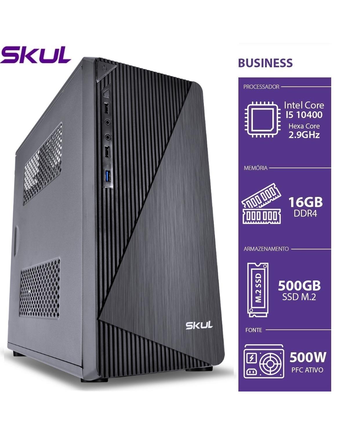 COMPUTADOR BUSINESS B500 - I5 10400 2.9GHZ 10ª GER MEM 16GB DDR4 SSD M.2 500GB NVME HDMI/VGA FONTE500W PFC ATIVO