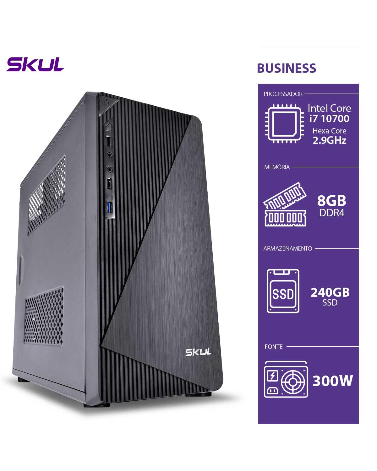 COMPUTADOR BUSINESS B700 - I7 10700 2.9GHZ 10ª GER MEM 8GB DDR4 SSD 240GB HDMI/VGA FONTE 300W