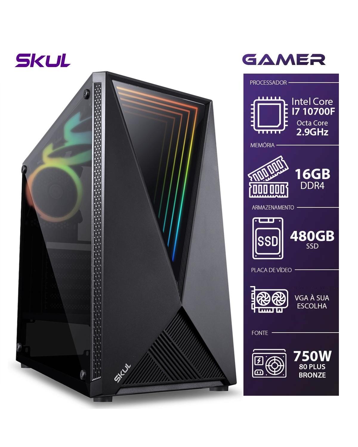 COMPUTADOR GAMER 7000 - I7 10700F 2.9GHZ 10ª GER. 16GB DDR4  SSD 480GB WATER COOLER 240MM FONTE 750W 80 PLUS