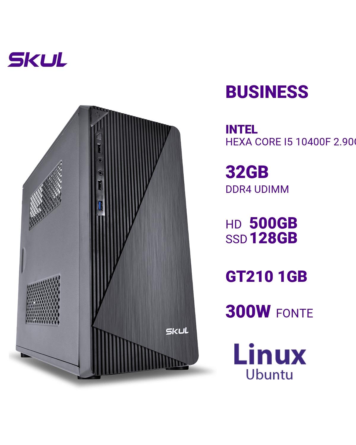 COMPUTADOR BUSINESS B500 HEXA CORE I5 10400F 2.90GHZ MEM 32GB DDR4 HD 500GB SSD 128GB GT210 1GB FONTE 300W LINUX