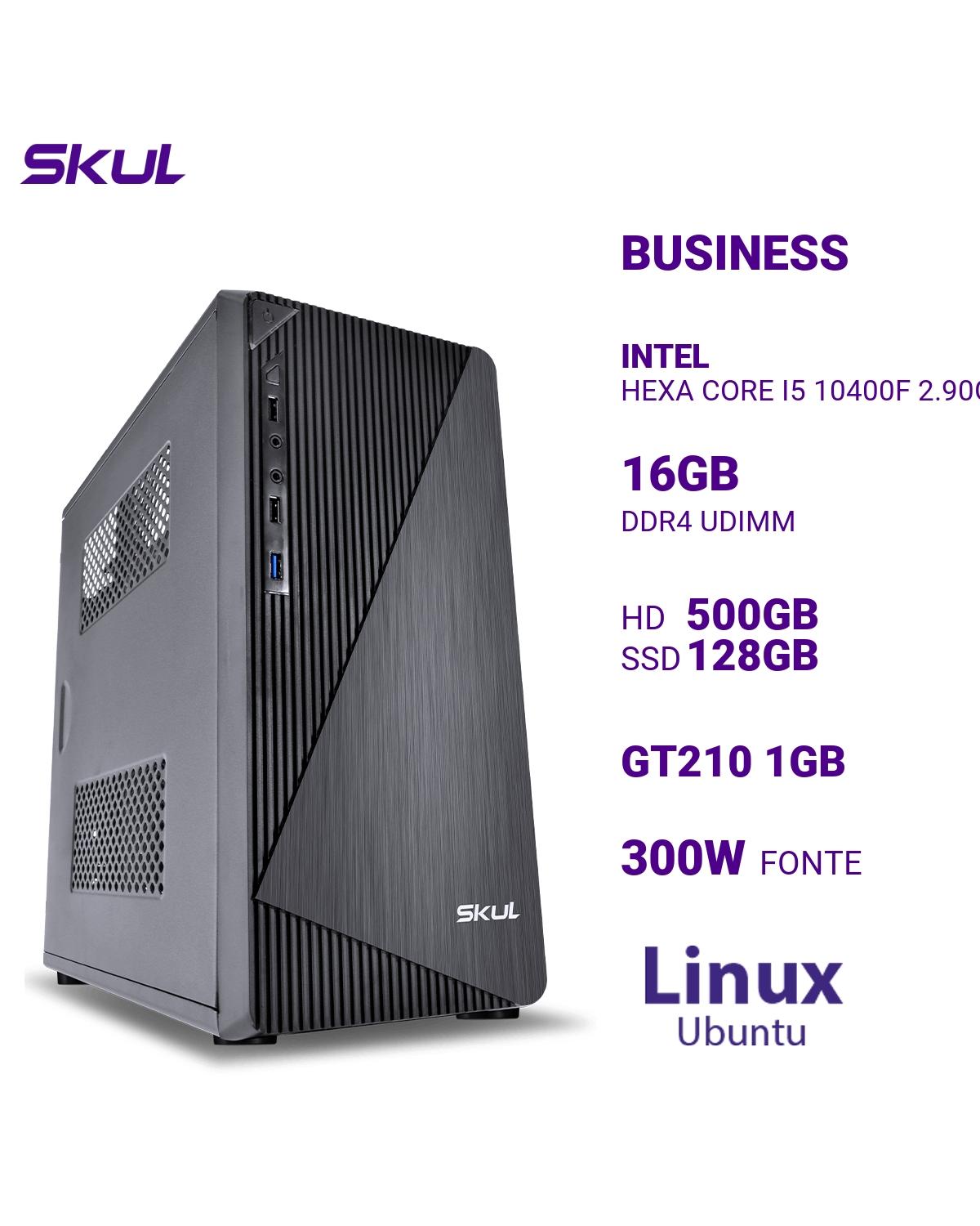 COMPUTADOR BUSINESS B500 HEXA CORE I5 10400F 2.90GHZ MEM 16GB DDR4 HD 500GB SSD 128GB GT210 1GB FONTE 300W LINUX