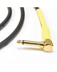 CABO DE GUITARRA SHOGUN 0,75MM CONECTOR EM OURO P10/P10 90º 20FT 6,10 METROS PRETO