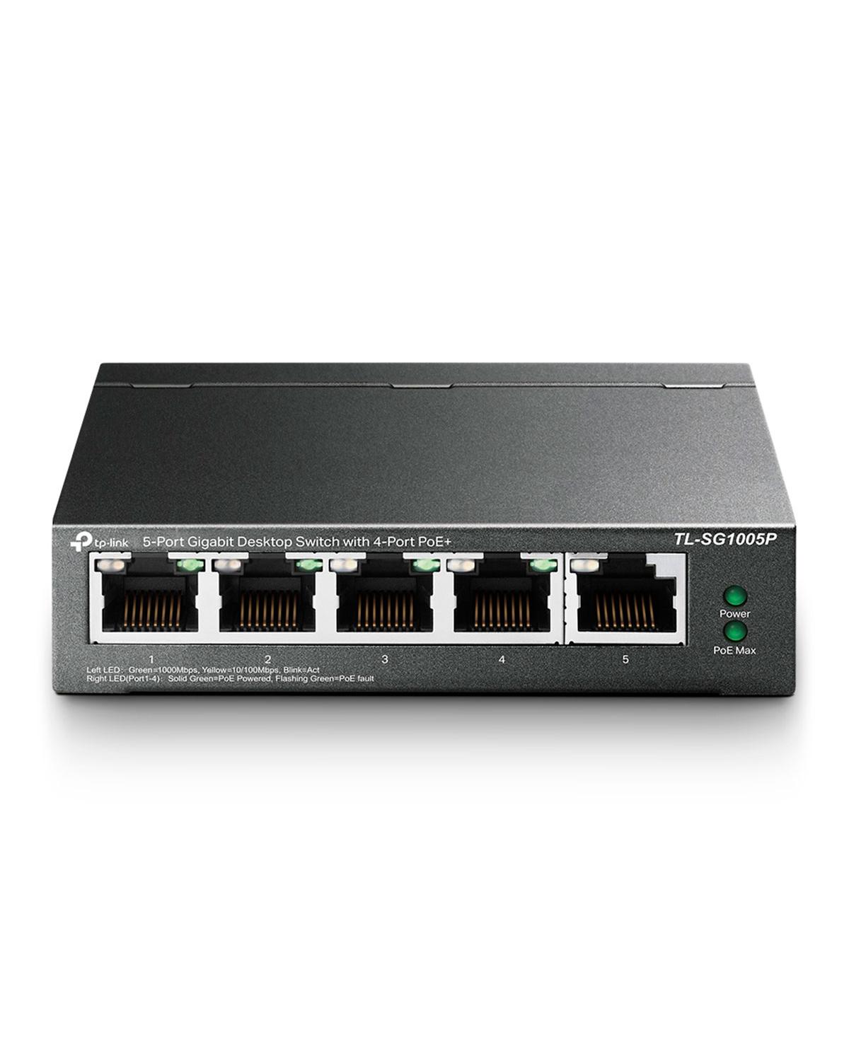 SWITCH GIGABIT 10/100/1000 DE MESA C/ 5 PORTAS (4 POE) TL-SG1005P SMB