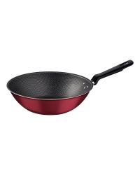 FRIGIDEIRA WOK LORETO EM ALUMINIO COM REVESTIMENTO INTERNO E EXTERNO ANTIADERENTE STARFLON MAX VERMELHO 28 CM