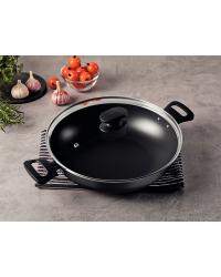 PANELA WOK LORETO EM ALUMINIO COM REVESTIMENTO INTERNO E EXTERNO EM ANTIADERENTE STARFLON MAX GRAFITE 28 CM