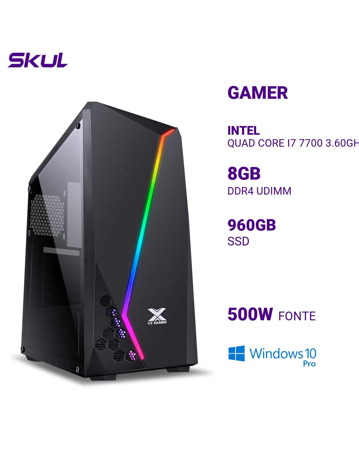 COMPUTADOR GAMER 7000 QUAD CORE I7 7700 3.60GHZ MEM 8GB DDR4 SSD 960GB FONTE 500W WINDOWS 10 PRO