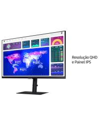 MONITOR SAMSUNG 27" QHD HDMI DISPLAY PORT USB USB-C 90W ETHERNET AJUSTE DE ALTURA PRETO SÉRIE S60UA - LS27A600UULXZD