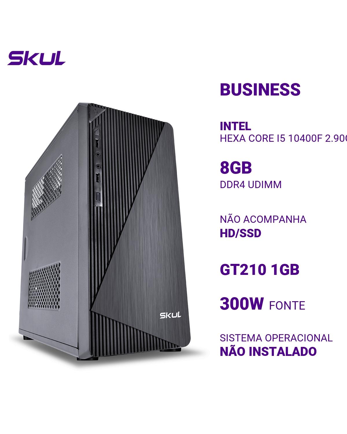 COMPUTADOR B500 HEXA CORE I5 10400F 2.90GHZ MEMÓRIA 8GB DDR4 SEM HD/SSD GT210 1GB FONTE 300W PFC ATIVO