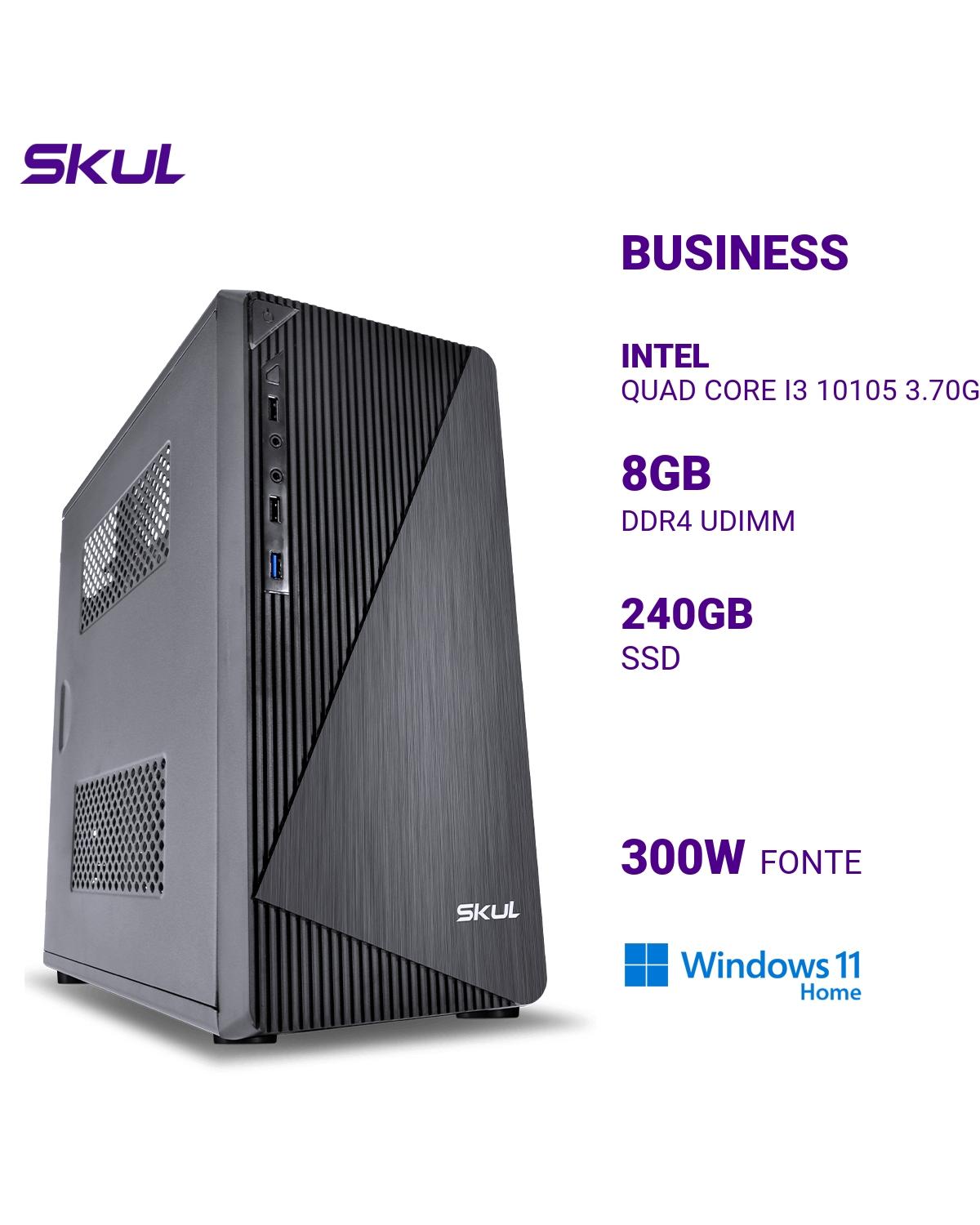 COMPUTADOR BUSINESS B300 QUAD CORE I3 10105 3.70GHZ MEM 8GB DDR4 SSD 240GB FONTE 300W PFC ATIVO WINDOWS 11 HOME