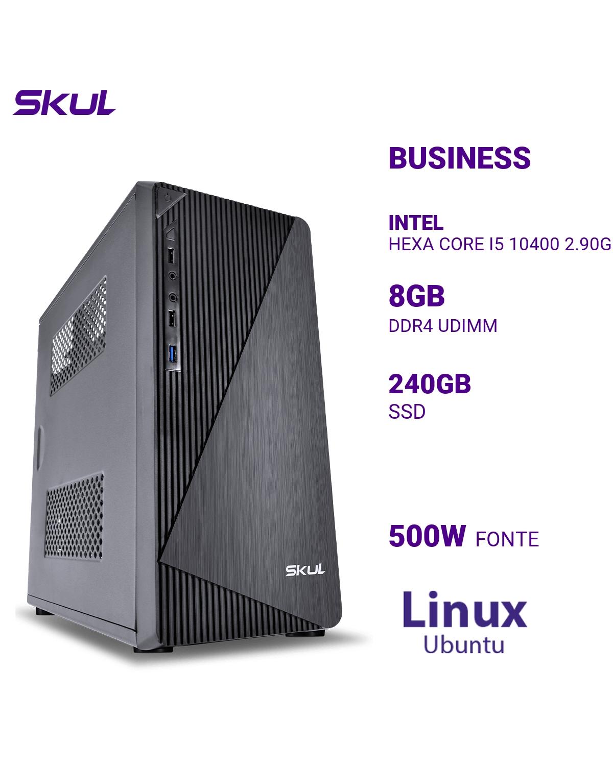 COMPUTADOR BUSINESS B500 I5 10400 2.90GHZ MEM 8GB DDR4 SSD 240GB 2 SERIAL 1 PARALELA FONTE 500W PFC ATIVO LINUX