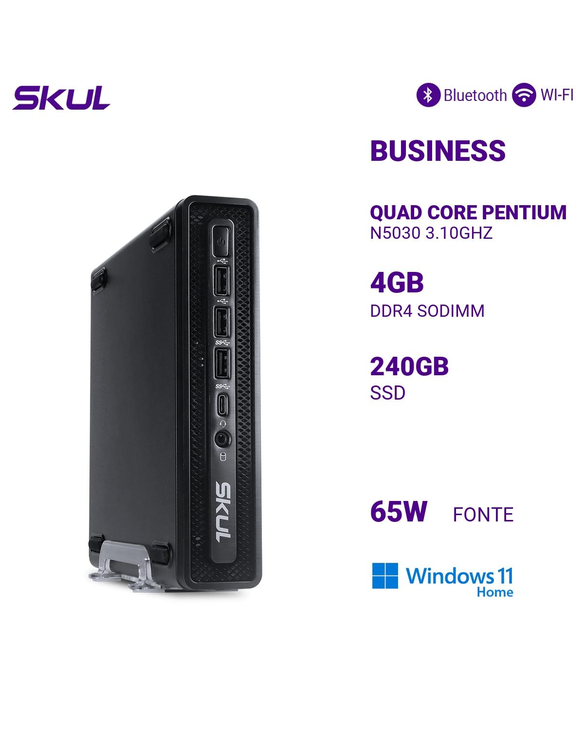 MINI COMPUTADOR BUSINESS B200 QUAD CORE PENTIUM  N5030 3.10GHZ MEM 4GB DDR4 SSD 240GB FONTE 60W EXTERNA WINDOWS 11 HOME