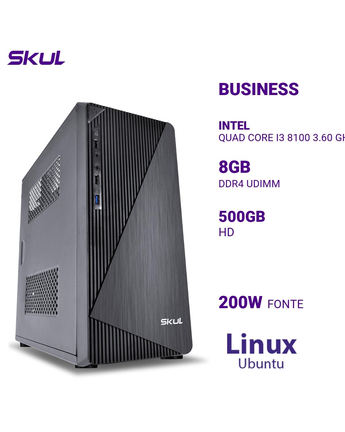 COMPUTADOR BUSINESS B300 QUAD CORE I3 8100 3.60 GHZ MEM 8GB DDR4 HD 500GB FONTE 200W LINUX