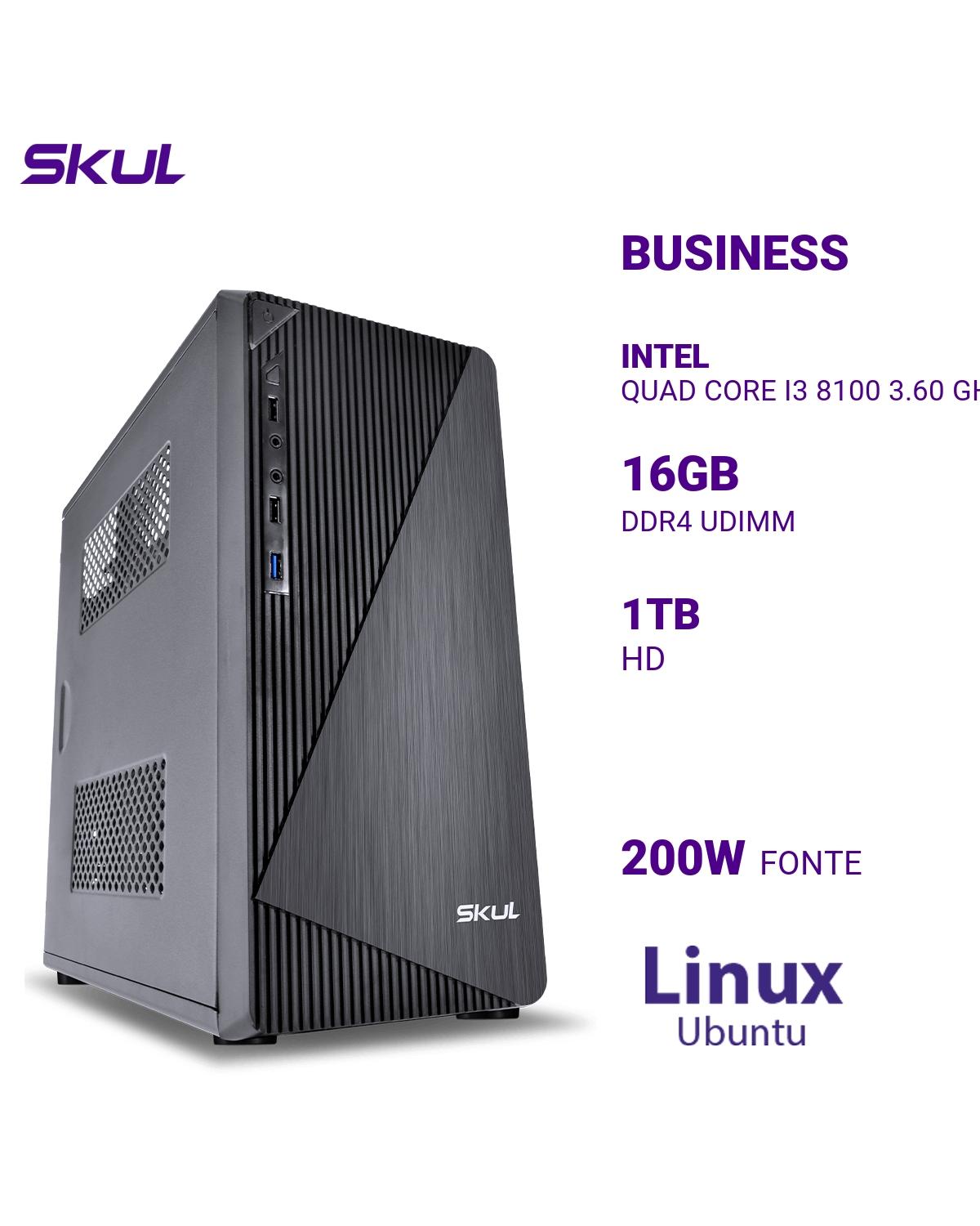 COMPUTADOR BUSINESS B300 QUAD CORE I3 8100 3.60 GHZ MEM 16GB DDR4 HD 1TB FONTE 200W LINUX