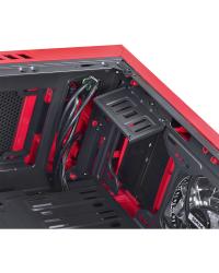 GABINETE MID-TOWER TANK VERMELHO COM 3 FANS LED VERMELHO LATERAL EM VIDRO TEMPERADO - TANPVVM3FCVT