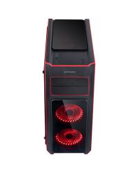 GABINETE MID-TOWER TANK VERMELHO COM 3 FANS LED VERMELHO LATERAL EM VIDRO TEMPERADO - TANPVVM3FCVT