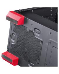 GABINETE MID-TOWER TANK VERMELHO COM 3 FANS LED VERMELHO LATERAL EM VIDRO TEMPERADO - TANPVVM3FCVT