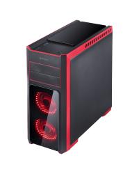 GABINETE MID-TOWER TANK VERMELHO COM 3 FANS LED VERMELHO LATERAL EM VIDRO TEMPERADO - TANPVVM3FCVT