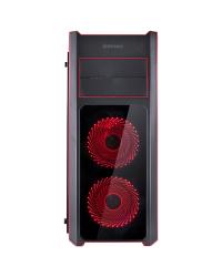 GABINETE MID-TOWER TANK VERMELHO COM 3 FANS LED VERMELHO LATERAL EM VIDRO TEMPERADO - TANPVVM3FCVT