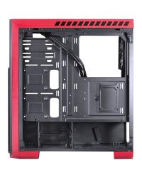 GABINETE MID-TOWER TANK VERMELHO COM 3 FANS LED VERMELHO LATERAL EM VIDRO TEMPERADO - TANPVVM3FCVT