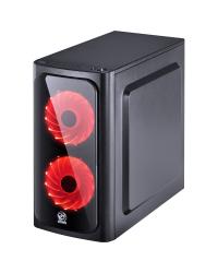 GABINETE MID-TOWER VENUS PRETO COM 2 FANS LED VERMELHO LATERAL EM ACRÍLICO - VENPTVM2FCA