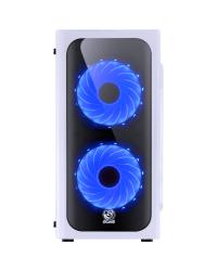 GABINETE MID-TOWER VENUS BRANCO COM 2 FANS LED AZUL LATERAL EM ACRÍLICO - VENBCAZ2FCA