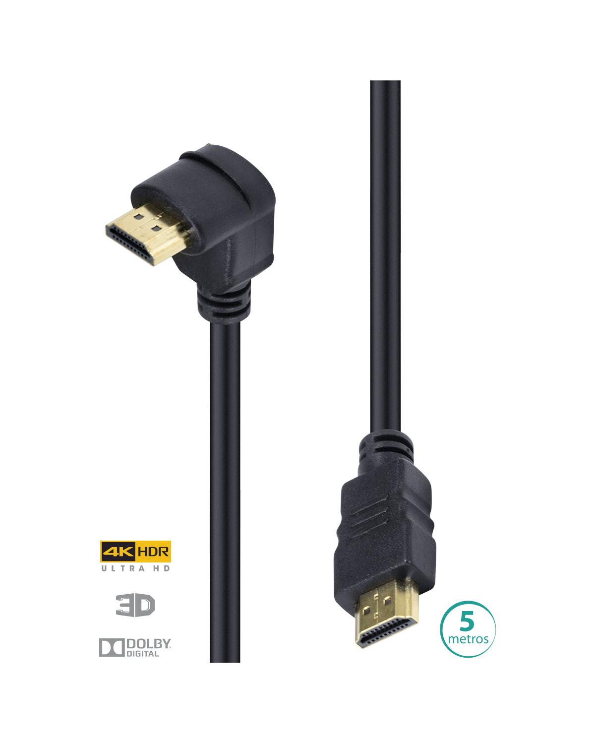 CABO HDMI 2.0 4K ULTRA HD 3D CONEXÃO ETHERNET COM 01 CONECTOR 90º 5 METROS - H2090-5