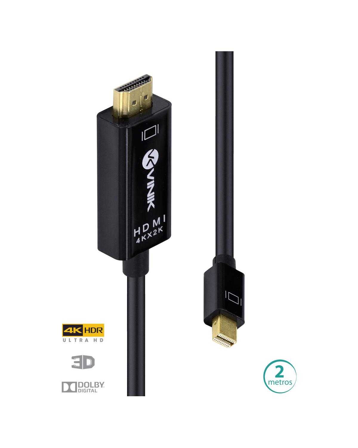 CABO MINI DISPLAYPORT PARA HDMI 2.0 4K ULTRA HD 2 METROS - H20MDP-2