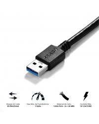 CABO PARA IMPRESSORA E HD EXTERNO USB A 3.0 MACHO PARA USB B 3.0 MACHO 28AWG PURO COBRE 3 METROS - PUABM3-3