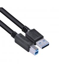 CABO PARA IMPRESSORA E HD EXTERNO USB A 3.0 MACHO PARA USB B 3.0 MACHO 28AWG PURO COBRE 3 METROS - PUABM3-3