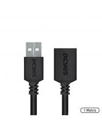 CABO EXTENSOR USB A 2.0 MACHO PARA USB A 2.0 FEMEA 28AWG PURO COBRE 1 METRO - PUAMF2-1